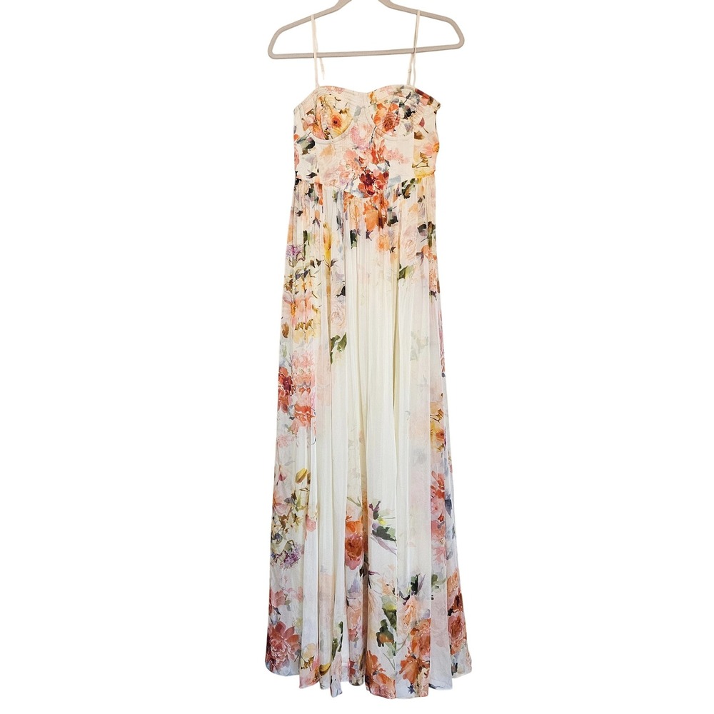 Hemant‎ and Nandita Saba Corset Floral Maxi Dress Bustier Size M NEW $548 - Picture 5 of 16